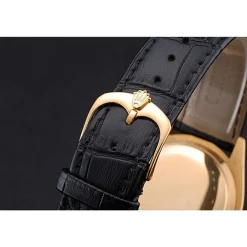 Rolex Cellini Black Dial Gold Case Black Leather Strap 622832