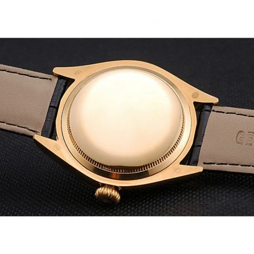 Rolex Cellini Black Dial Gold Case Black Leather Strap 622832