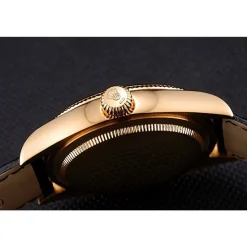 Rolex Cellini Black Dial Gold Case Black Leather Strap 622832