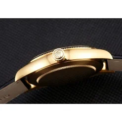 Rolex Cellini Date Black Dial Gold Case Black Leather Strap
