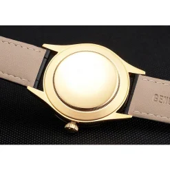 Rolex Cellini Date Black Dial Gold Case Black Leather Strap