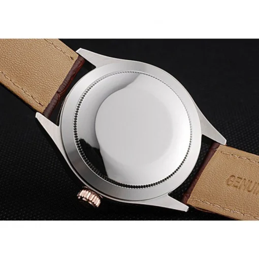 Rolex Cellini Gold Dial And Bezel Stainless Steel Case Brown Leather Strap 622840
