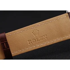 Rolex Cellini Gold Dial And Bezel Stainless Steel Case Brown Leather Strap 622840
