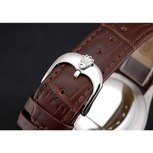 Rolex Cellini White Dial Stainless Steel Case Brown Leather Bracelet 622723