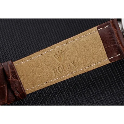 Rolex Cellini White Dial Stainless Steel Case Brown Leather Bracelet 622723