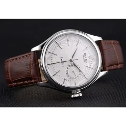 Rolex Cellini White Dial Stainless Steel Case Brown Leather Bracelet 622723