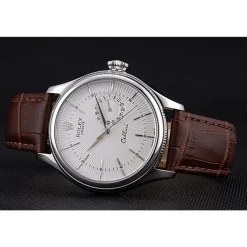 Rolex Cellini White Dial Stainless Steel Case Brown Leather Bracelet 622723