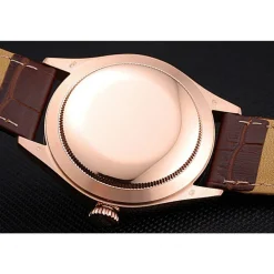 Rolex Cellini White Rose Dial Gold Case Brown Leather Bracelet 622725