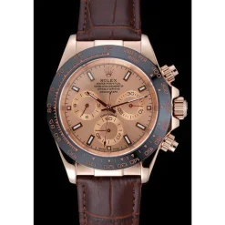 Rolex Cosmograph Daytona Brown Dial Rose Gold Case Brown Leather Bracelet 1454243
