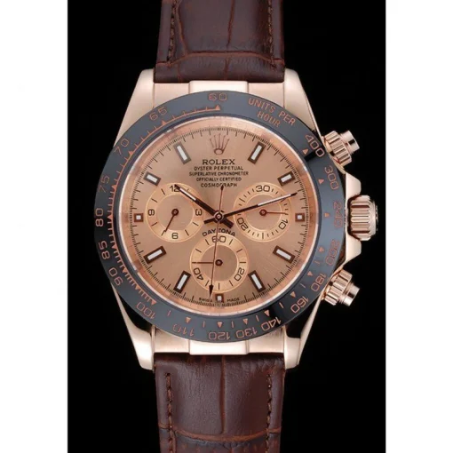 Rolex Cosmograph Daytona Brown Dial Rose Gold Case Brown Leather Bracelet 1454243