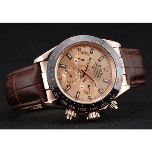 Rolex Cosmograph Daytona Brown Dial Rose Gold Case Brown Leather Bracelet 1454243