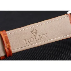 Rolex Datejust Blue Dial Stainless Steel Case Light Brown Leather Strap