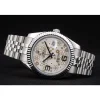 Rolex DateJust Stainless Steel Ribbed Bezel Flower Silver Dial 41983
