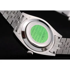Rolex DateJust Stainless Steel Ribbed Bezel Flower Silver Dial 41983