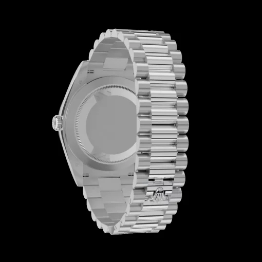 Rolex Day-Date: 40 mm, platinum, ice-blue dial, fluted bezel, President bracelet, m228236-0018