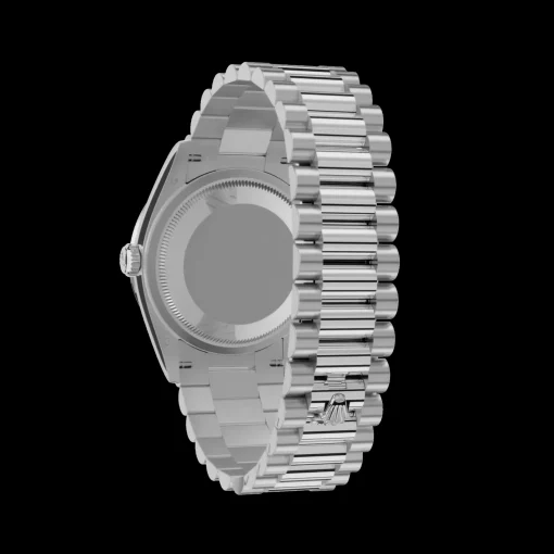 Rolex Day-Date: 36mm platinum, ice-blue, diamond-set dial, diamond-set bezel and a President bracelet, m128396tbr-0003