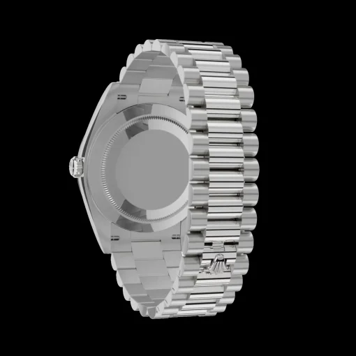 Rolex Day-Date: 40mm, White gold, white dial, fluted bezel, President bracelet, m228239-0046