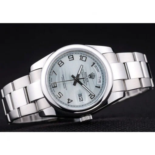 Rolex Day-Date Polished Silver Bezel White Dial 7470