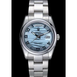Rolex Day-Date Polished Silver Bezel White Dial 7470