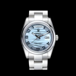 Rolex Day-Date Polished Silver Bezel White Dial 7470