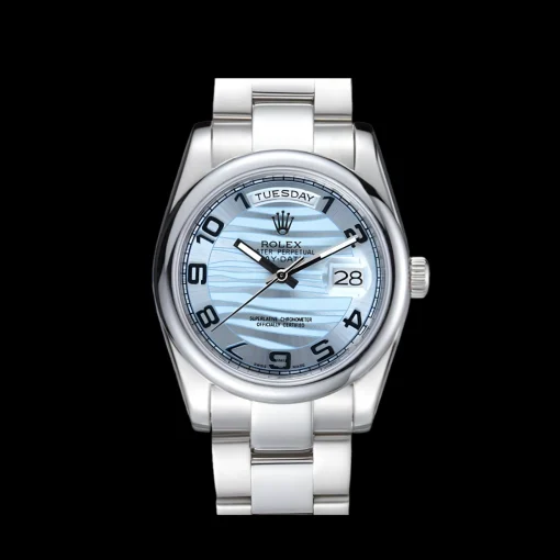 Rolex Day-Date Polished Silver Bezel White Dial 7470