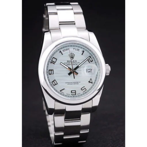 Rolex Day-Date Polished Silver Bezel White Dial 7470