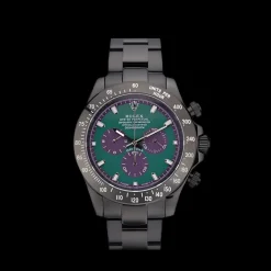 Rolex Daytona Black Ion Plated Tachymeter Black Stainless Steel Strap Green Dial 80246