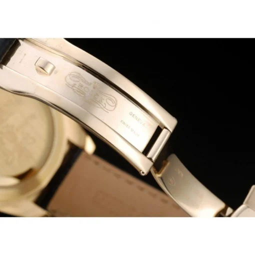 Rolex Daytona Gold Case Blue Dial Black Leather Strap