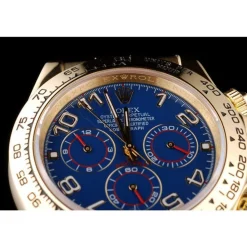 Rolex Daytona Gold Case Blue Dial Black Leather Strap
