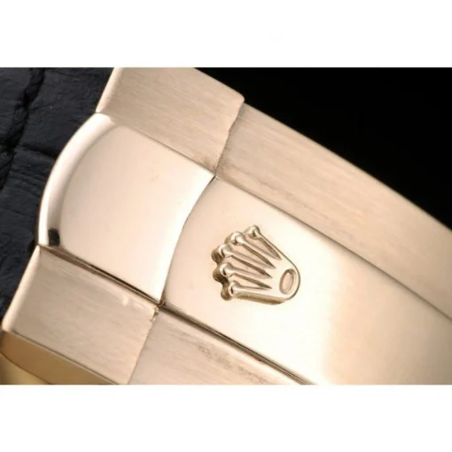 Rolex Daytona Gold Case Blue Dial Black Leather Strap