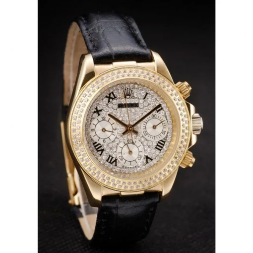 Rolex Daytona Lady Gold Case Crystal Studded Bezel Crystal Studded Dial 98238
