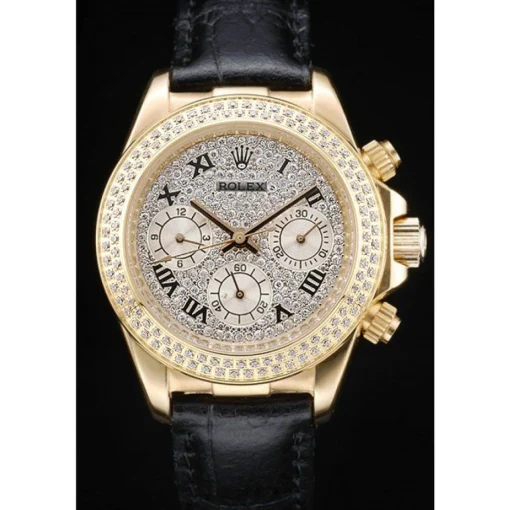 Rolex Daytona Lady Gold Case Crystal Studded Bezel Crystal Studded Dial 98238