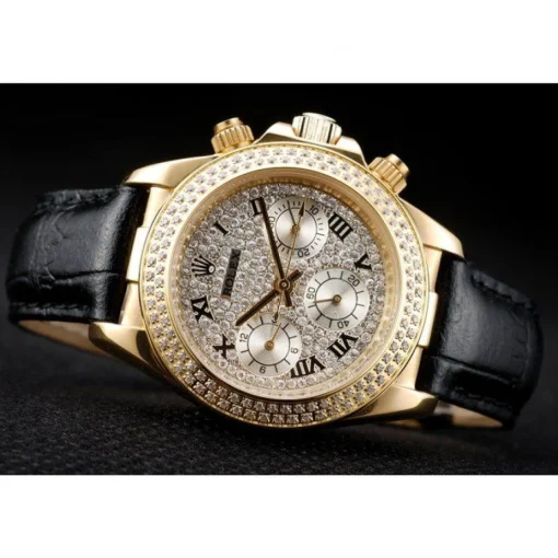 Rolex Daytona Lady Gold Case Crystal Studded Bezel Crystal Studded Dial 98238