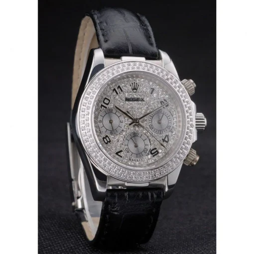 Rolex Daytona Lady Stainless Steel Case Crystal Studded Bezel Crystal Studded Dial