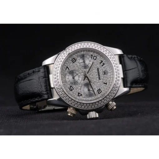 Rolex Daytona Lady Stainless Steel Case Crystal Studded Bezel Crystal Studded Dial