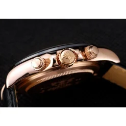 Rolex Daytona Rose Gold Case Black Dial Black Leather Strap
