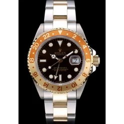 Rolex GMT Master II Gold Colored Ceramic Bezel Brown Dial Watch