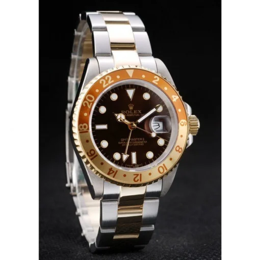 Rolex GMT Master II Gold Colored Ceramic Bezel Brown Dial Watch