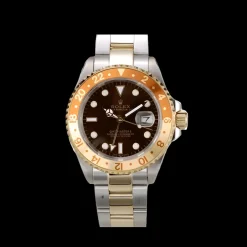 Rolex GMT Master II Gold Colored Ceramic Bezel Brown Dial Watch