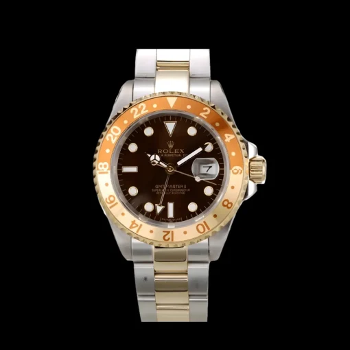 Rolex GMT Master II Gold Colored Ceramic Bezel Brown Dial Watch