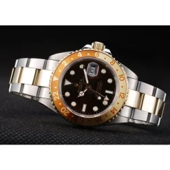 Rolex GMT Master II Gold Colored Ceramic Bezel Brown Dial Watch