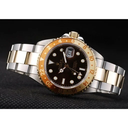 Rolex GMT Master II Gold Colored Ceramic Bezel Brown Dial Watch