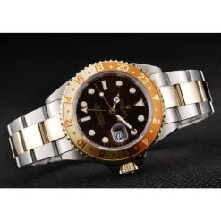 Rolex GMT Master II Gold Colored Ceramic Bezel Brown Dial Watch