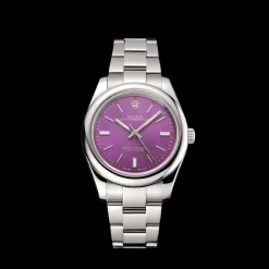 Rolex Oyster Perpetual Red Grape Dial Stainless Steel Case And Bracelet