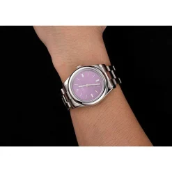 Rolex Oyster Perpetual Red Grape Dial Stainless Steel Case And Bracelet