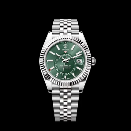 Rolex Sky-Dweller: 42 mm, White gold with a mint green dial and a Jubilee bracelet, m336934-0002