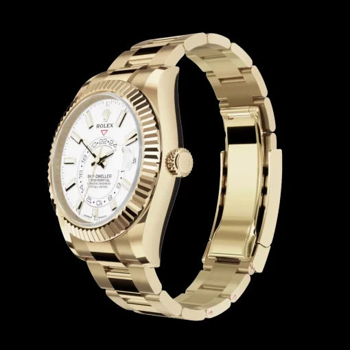 Rolex Sky-Dweller: 42 mm, Yellow gold with an intense white dial and an Oyster bracelet, m336938-0003