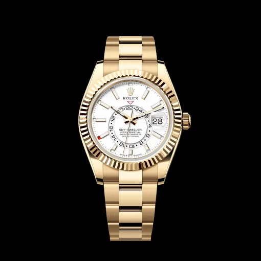 Rolex Sky-Dweller: 42 mm, Yellow gold with an intense white dial and an Oyster bracelet, m336938-0003