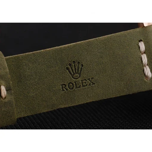 Rolex Yacht-Master Black Dial Green Bezel Rose Gold Case Green Leather Bracelet 1453862