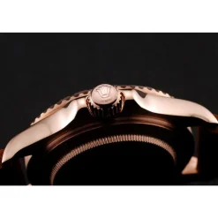 Rolex Yacht-Master Black Dial Brown Bezel Rose Gold Case Brown Leather Bracelet 1453860